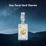 Sterling Silver Cubic Zirconia  Star Tarot Card Sun Tarot Card Charm Beads