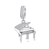 Sterling Silver Music Note Guitar  Piano  Violin  Drum Set Flute Harp Saxophone Charm Beads