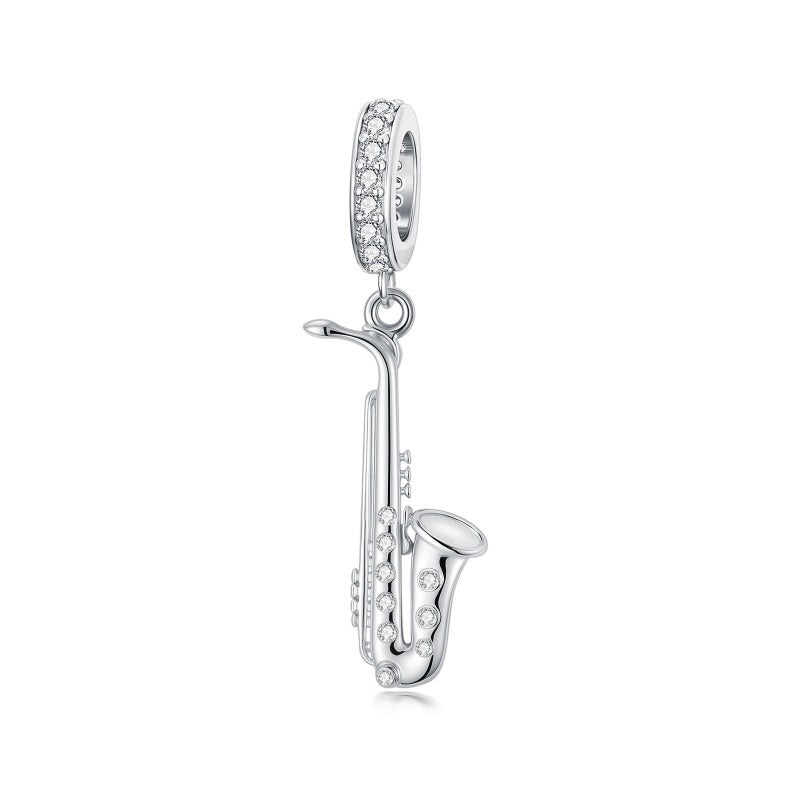 Sterling Silver Music Note Guitar  Piano  Violin  Drum Set Flute Harp Saxophone Charm Beads