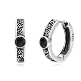 Sterling Silver Cross Celtic Knot Turquoise Hoop Earring for Men