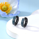 Sterling Silver Cross Celtic Knot Turquoise Hoop Earring for Men