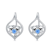 Sterling Silver Koala Leverback Earrings