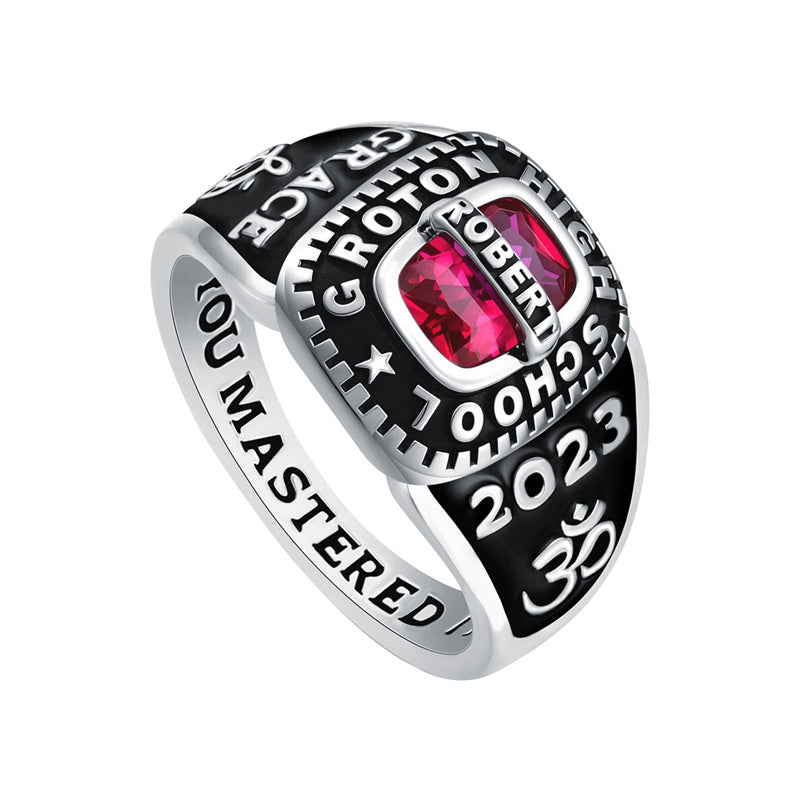 Sterling Silver Personalized Engraved  High School College Ring