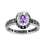 Sterling Silver Personalized Birthstone Engraved Class Ring Graduation Gifts for Women