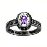 Sterling Silver Personalized Birthstone Engraved Class Ring Graduation Gifts for Women