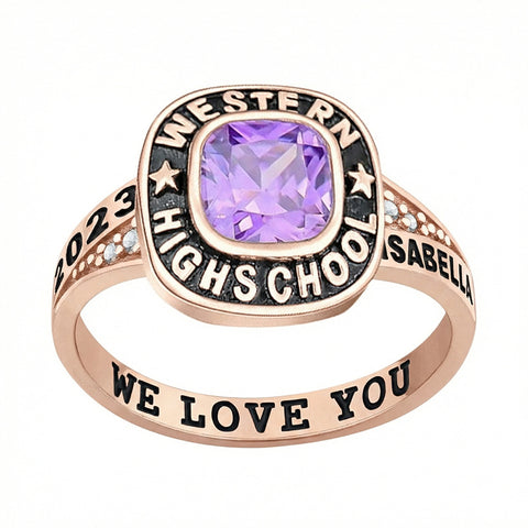 Sterling Silver Custom  Class Ring Graduation Gifts for Women