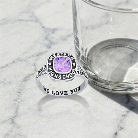 Sterling Silver Custom  Class Ring Graduation Gifts for Women