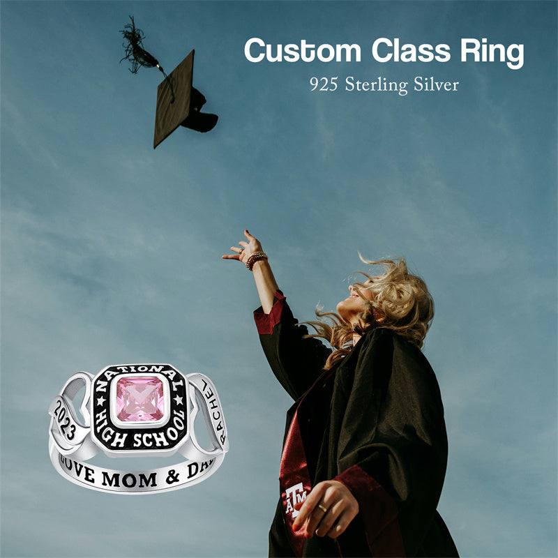 Sterling Silver  Personalized  High School College Graduation Class Ring 2026 Graduation Gifts for Women