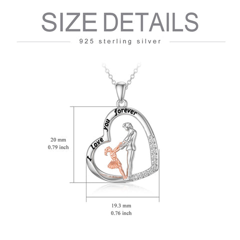 Sterling Silver Father Daughter Heart Pendant Necklace from Dad Gift for Daughter