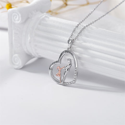 Sterling Silver Father Daughter Heart Pendant Necklace from Dad Gift for Daughter