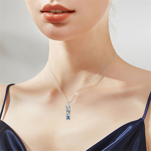 Sterling Silver 12 Birthstone Birth Flower  Urn Necklace for Ashes