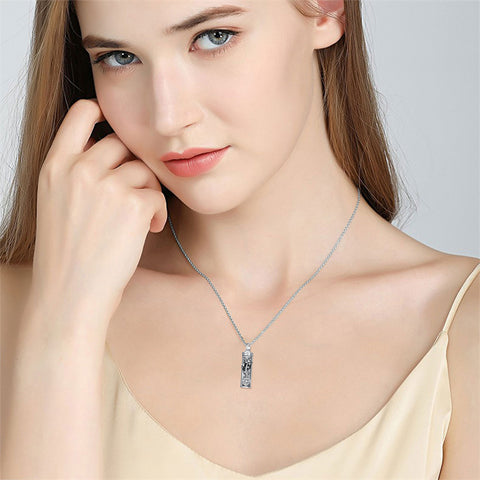 Sterling Silver 12 Birthstone Birth Flower  Urn Necklace for Ashes
