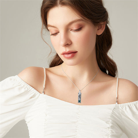 Sterling Silver 12 Birthstone Birth Flower  Urn Necklace for Ashes
