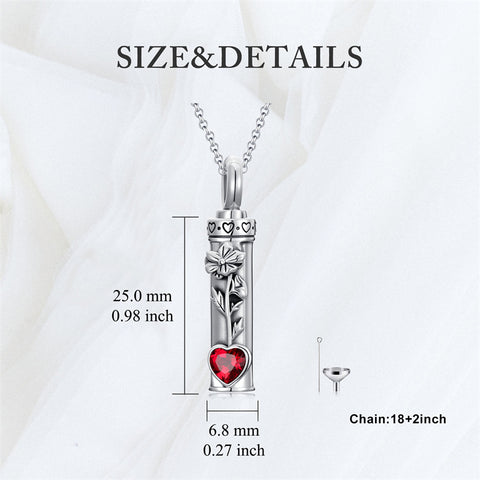 Sterling Silver 12 Birthstone Birth Flower  Urn Necklace for Ashes