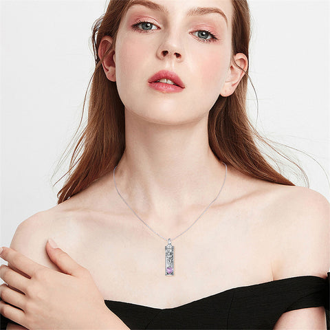 Sterling Silver 12 Birthstone Birth Flower  Urn Necklace for Ashes