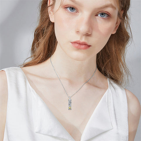 Sterling Silver 12 Birthstone Birth Flower  Urn Necklace for Ashes