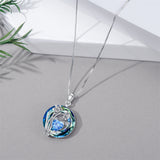 Sterling Silver Crystal Birthstone 12 Birth Flower  Pendant  Necklace