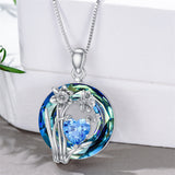 Sterling Silver Crystal Birthstone 12 Birth Flower  Pendant  Necklace