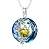 Sterling Silver Crystal Birthstone 12 Birth Flower  Pendant  Necklace