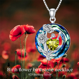 Sterling Silver Crystal Birthstone 12 Birth Flower  Pendant  Necklace