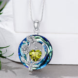 Sterling Silver Crystal Birthstone 12 Birth Flower  Pendant  Necklace