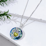 Sterling Silver Crystal Birthstone 12 Birth Flower  Pendant  Necklace