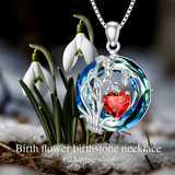 Sterling Silver Crystal Birthstone 12 Birth Flower  Pendant  Necklace