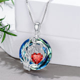 Sterling Silver Crystal Birthstone 12 Birth Flower  Pendant  Necklace