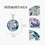 Sterling Silver Crystal Birthstone 12 Birth Flower  Pendant  Necklace