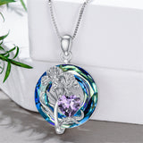 Sterling Silver Crystal Birthstone 12 Birth Flower  Pendant  Necklace