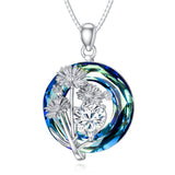 Sterling Silver Crystal Birthstone 12 Birth Flower  Pendant  Necklace