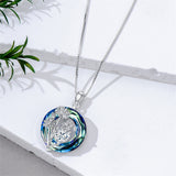 Sterling Silver Crystal Birthstone 12 Birth Flower  Pendant  Necklace