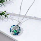 Sterling Silver Crystal Birthstone 12 Birth Flower  Pendant  Necklace