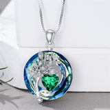 Sterling Silver Crystal Birthstone 12 Birth Flower  Pendant  Necklace