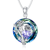 Sterling Silver Crystal Birthstone 12 Birth Flower  Pendant  Necklace