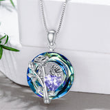 Sterling Silver Crystal Birthstone 12 Birth Flower  Pendant  Necklace