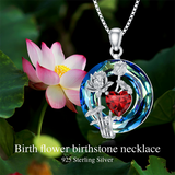 Sterling Silver Crystal Birthstone 12 Birth Flower  Pendant  Necklace