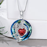 Sterling Silver Crystal Birthstone 12 Birth Flower  Pendant  Necklace