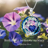 Sterling Silver Crystal Birthstone 12 Birth Flower  Pendant  Necklace