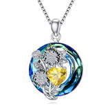 Sterling Silver Crystal Birthstone 12 Birth Flower  Pendant  Necklace