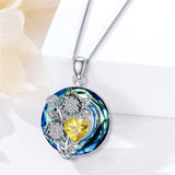 Sterling Silver Crystal Birthstone 12 Birth Flower  Pendant  Necklace