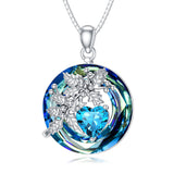 Sterling Silver Crystal Birthstone 12 Birth Flower  Pendant  Necklace