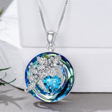 Sterling Silver Crystal Birthstone 12 Birth Flower  Pendant  Necklace