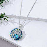 Sterling Silver Crystal Birthstone 12 Birth Flower  Pendant  Necklace