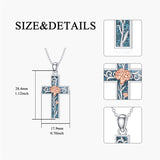 Sterling Silver Turquoise Personalized Engraved 12 Month Birth Flower Cross Pendant Necklace