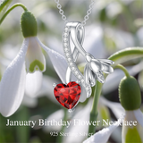 Sterling Silver Cubic Zirconia 12 Month Birth Flower Pendant Necklace