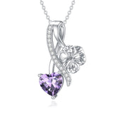 Sterling Silver Cubic Zirconia 12 Month Birth Flower Pendant Necklace