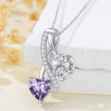 Sterling Silver Cubic Zirconia 12 Month Birth Flower Pendant Necklace