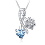 Sterling Silver Cubic Zirconia 12 Month Birth Flower Pendant Necklace