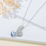 Sterling Silver Cubic Zirconia 12 Month Birth Flower Pendant Necklace